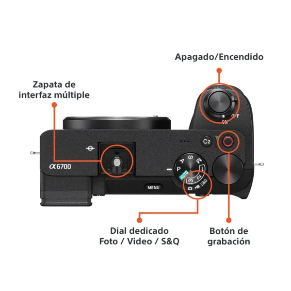 Cámara Sony A6700 mirrorless con sensor APS-C y grabación de video 4K profesional. Sony A6700 con enfoque automático inteligente y tecnología avanzada de seguimiento en tiempo real. Cámara Sony Alpha A6700 compacta y potente ideal para fotografía, vlogging y creación de contenido. Sony A6700 con excelente rendimiento en fotografía nocturna y captura de imágenes de alta resolución. Cámara Sony A6700 diseñada para creadores de contenido, viajes y producción audiovisual profesional.