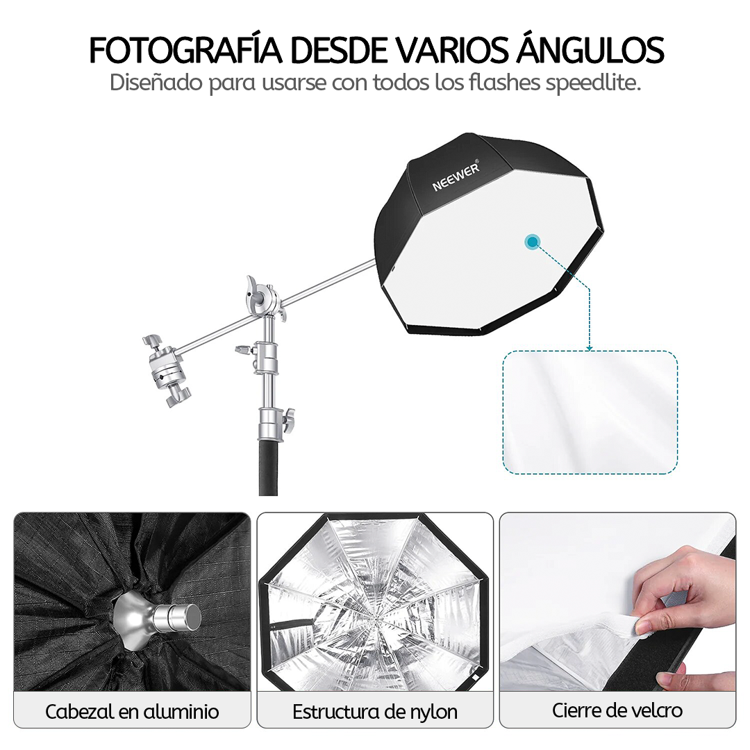 10-Softbox Caja de Luz Octagonal tipo Sombrilla 120 cms