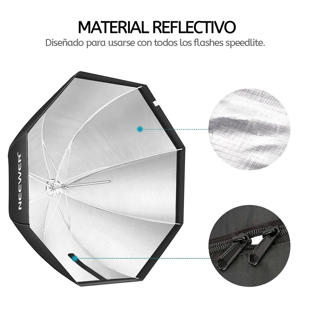 12-Softbox Caja de Luz Octagonal tipo Sombrilla 120 cms