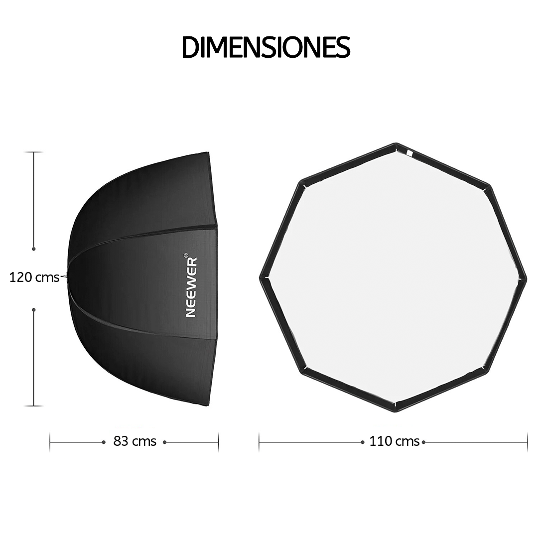 13-Softbox Caja de Luz Octagonal tipo Sombrilla 120 cms