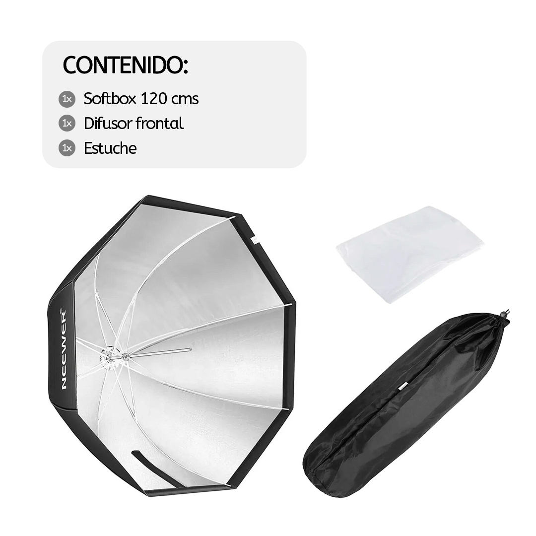 14-Softbox Caja de Luz Octagonal tipo Sombrilla 120 cms