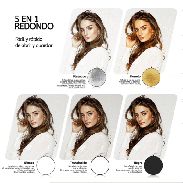 Flex Reflector Redondo 110 cms 5 en 1 - Imagen 6