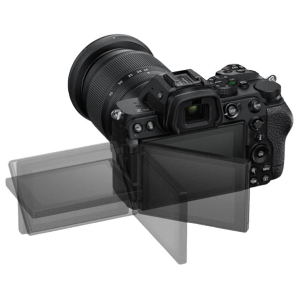 Nikon Z5 II (full-frame, 24.5 MP)【88†L155-L158】. Cámara sin espejo con 5 ejes de estabilización (≈7.5 stops), AF inteligente de 9 tipos de sujeto. Ráfagas de 30 fps y video 4K. Perfecta para fotografía de paisaje, viajes o entornos de poca luz gracias a su sensor full-frame y estabilización.