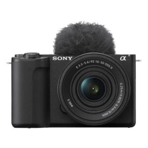 Cámara Sony ZV-E10 con lente 16–50 mm (kit): mirrorless APS-C de 24.2 MP. Diseñada para vlogs y streaming, graba 4K con autoenfoque de rostros y botón de desenfoque. Compacta con pantalla giratoria, ideal para creadores de contenido.