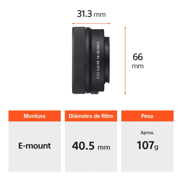 Cámara Sony ZV-E10 con lente 16–50 mm (kit): mirrorless APS-C de 24.2 MP. Diseñada para vlogs y streaming, graba 4K con autoenfoque de rostros y botón de desenfoque. Compacta con pantalla giratoria, ideal para creadores de contenido.